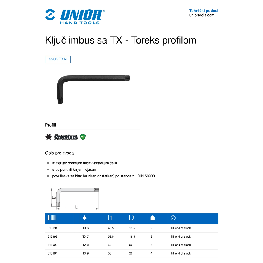 KLJUC INBUS 27 U220/7TXN Ecomex