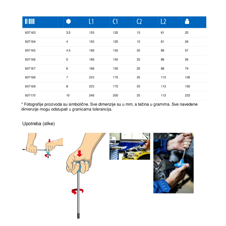 KLJUC INBUS T RUCKA 2.0 U193HX Ecomex