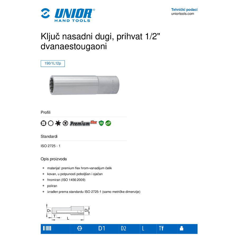 UNIOR KLJUČ NASADNI DUGI 32 1/2