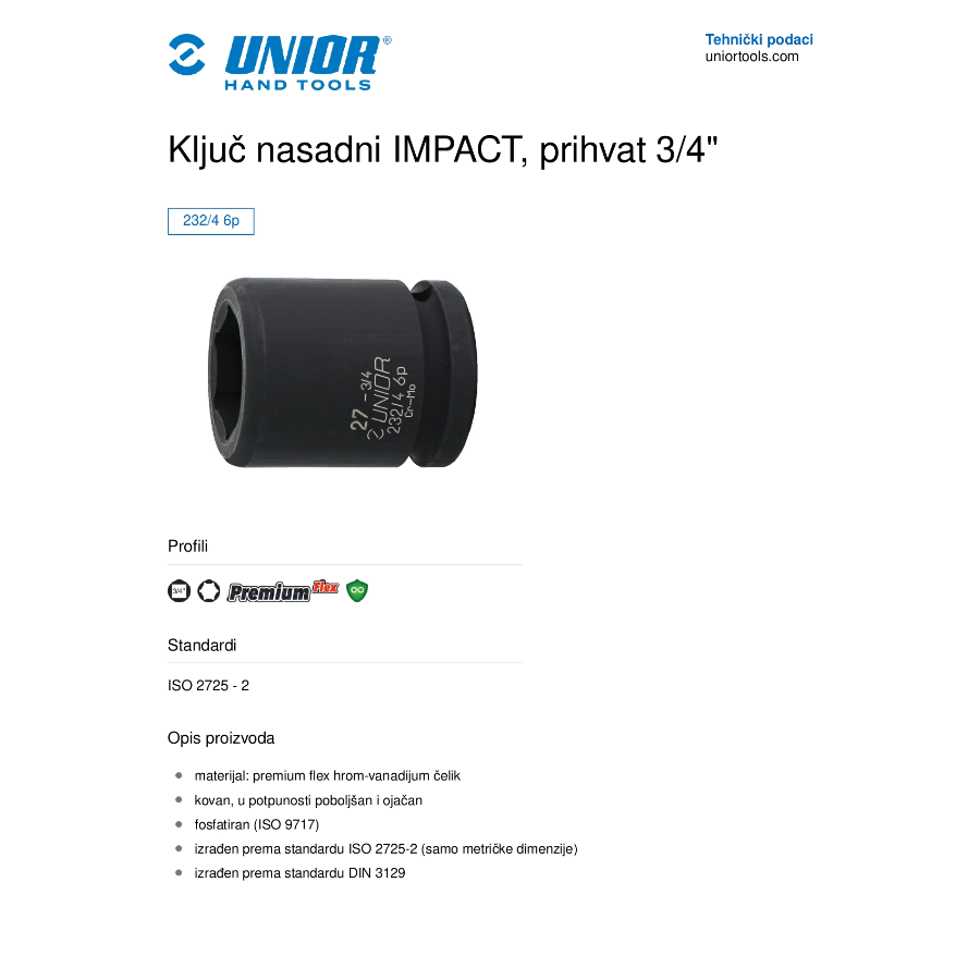 UNIOR KLJUČ NASADN IMPACT 33 3/4