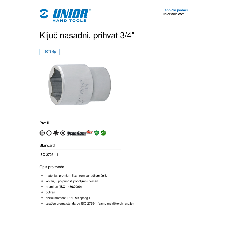 UNIOR KLJUČ NASADNI 32 3/4