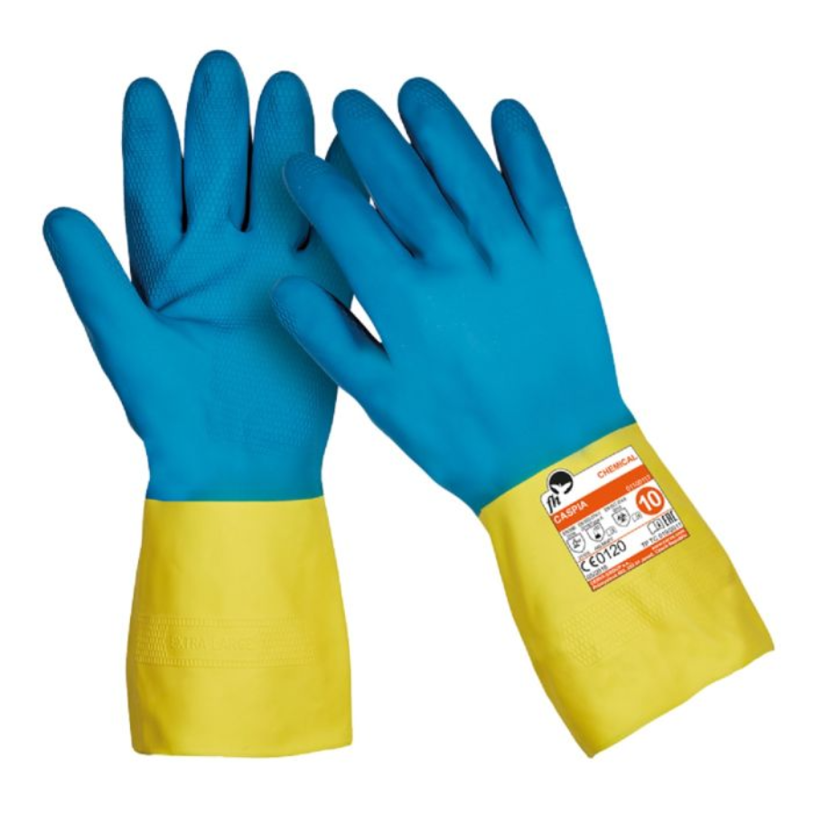 RUKAVICE ZAŠTITNE HEMIJSKE CASPIA plavo žute vel10