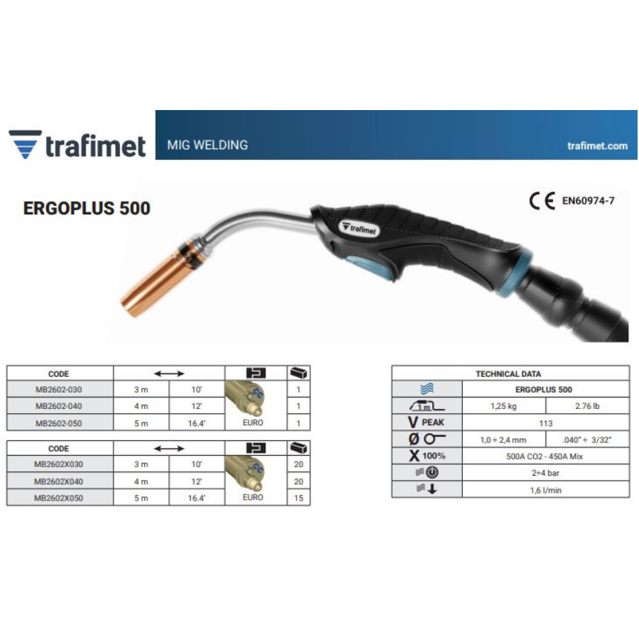 TRAFIMET MIG MAG GORIONIK ERGOPLUS 500 3m VOD EURO Ecomex