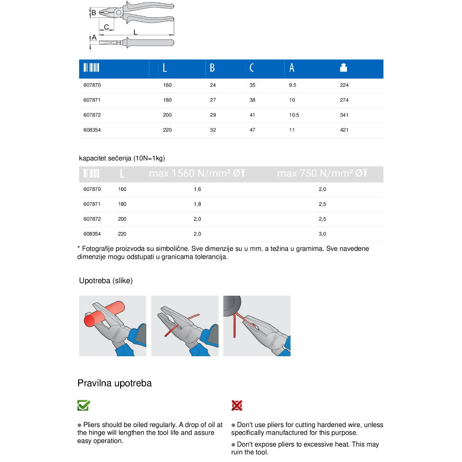 UNIOR KLEŠTA KOMBINOVANA 180 mm U406/1BI Ecomex