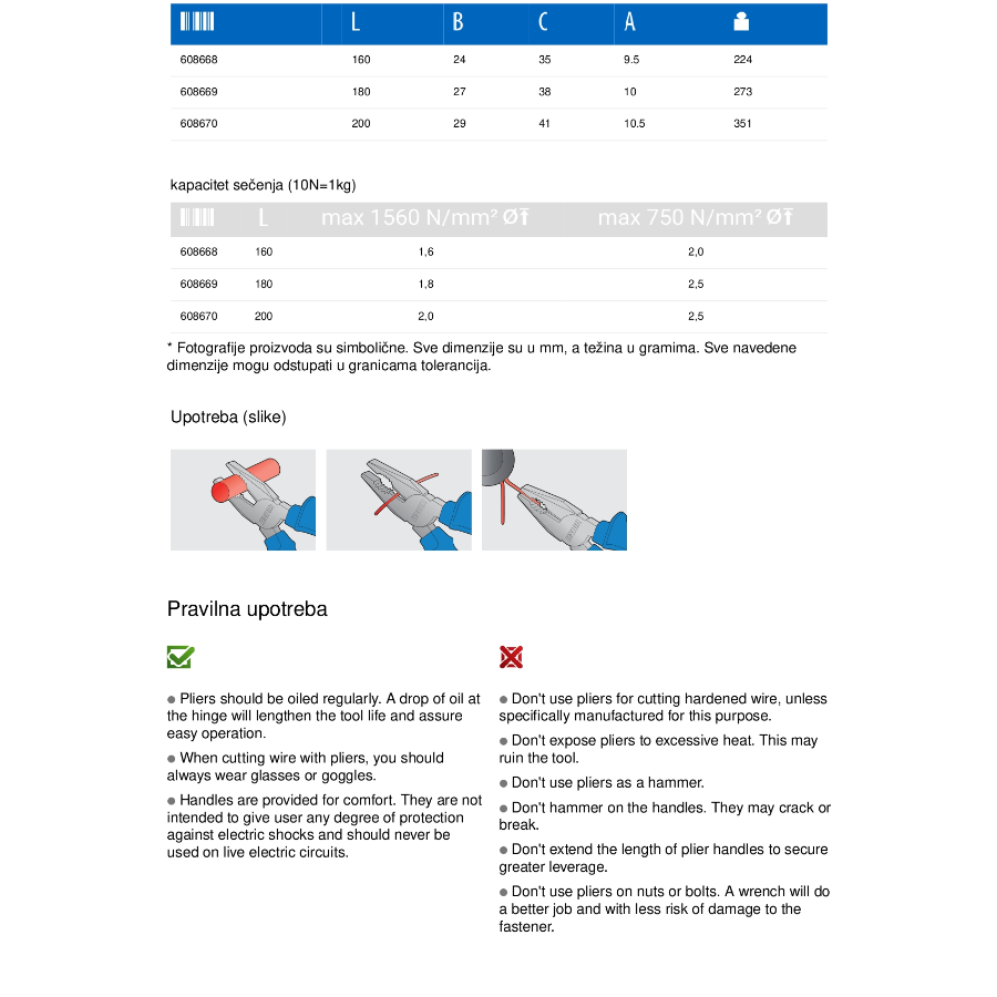 UNIOR KLEŠTA KOMBINOVANA Ecomex