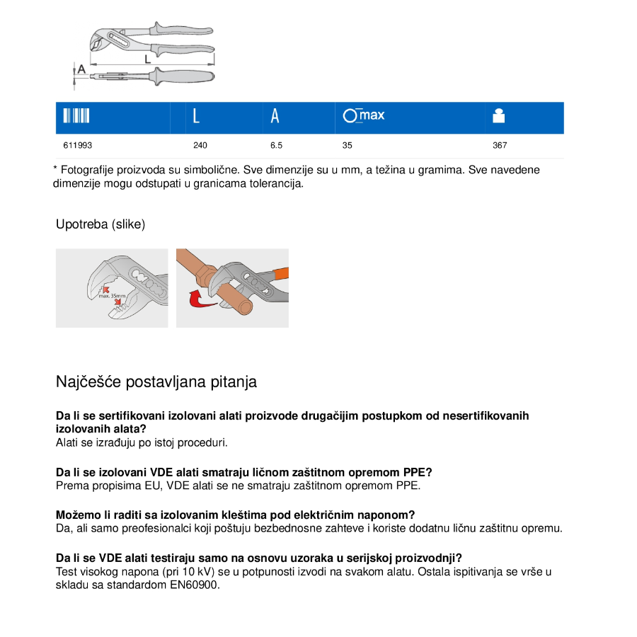 UNIOR KLEŠTA PAPAGAJ 240 U447/1VDEBI Ecomex