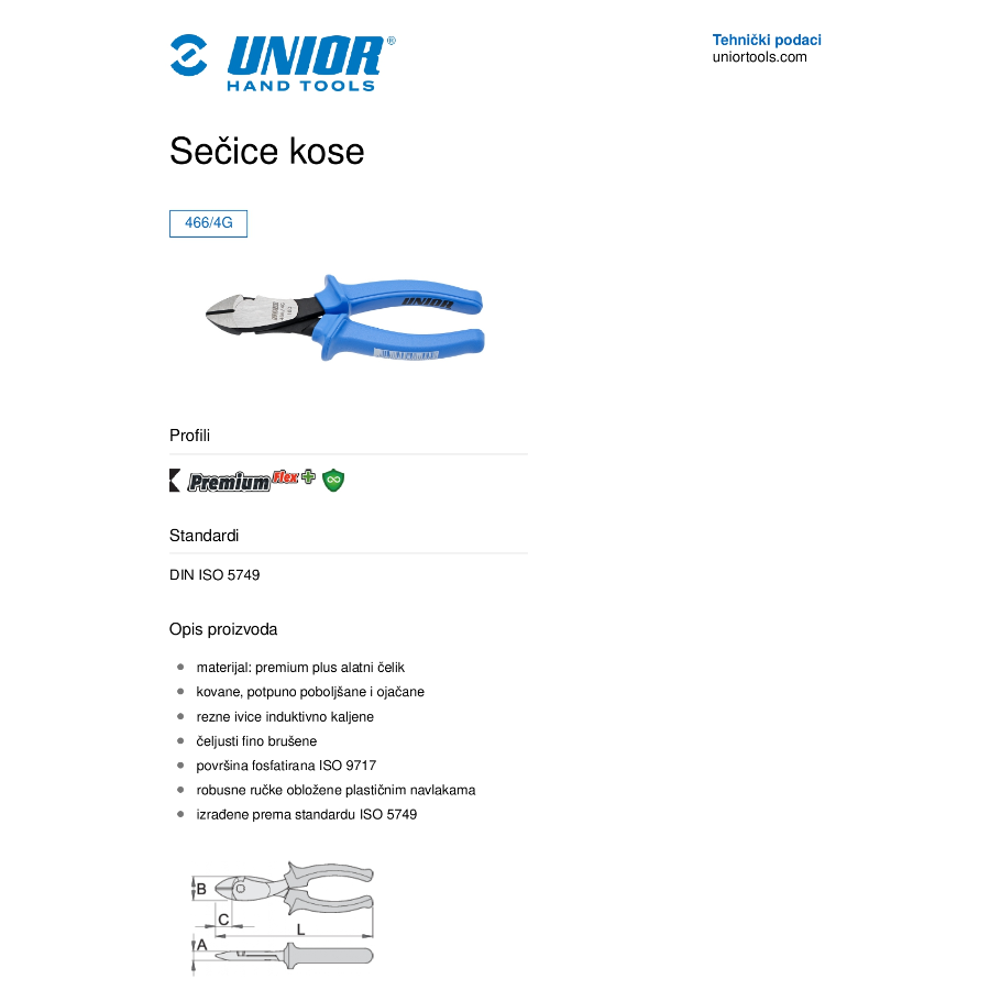 UNIOR KLEŠTA SEČICE BOČNE 180 U466/4G Ecomex