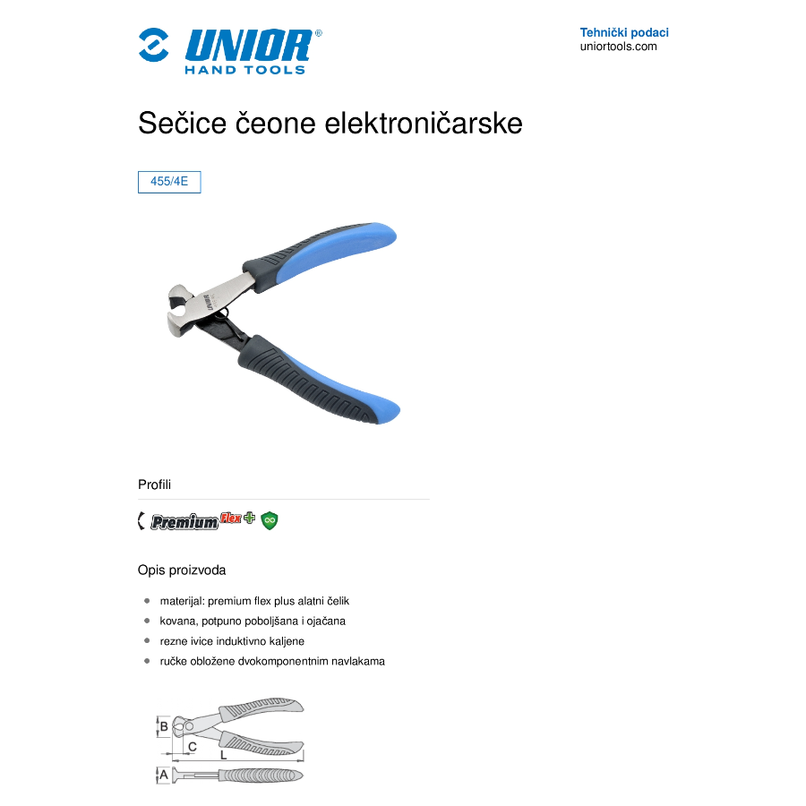 UNIOR KLEŠTA SEČICE ELEKTRIČARSKE U455/4E Ecomex