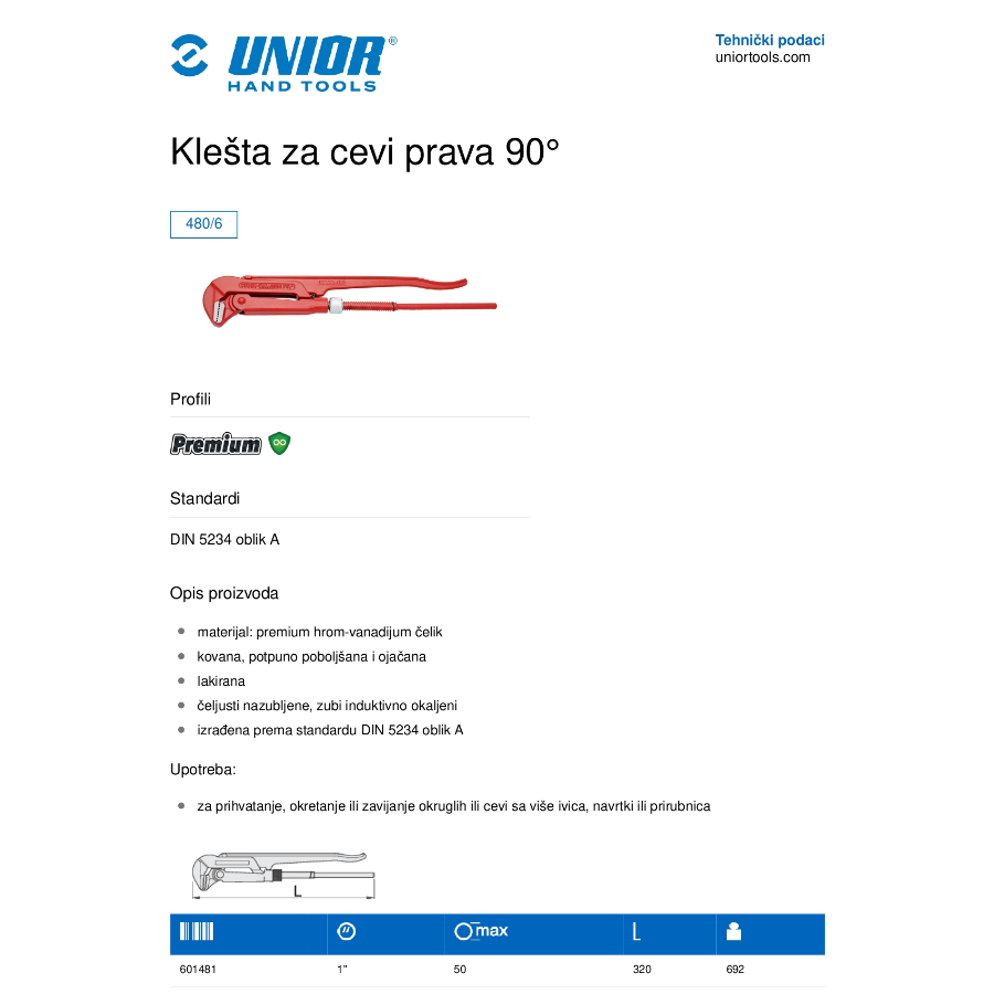 UNIOR KLEŠTA ZA CEVI 3