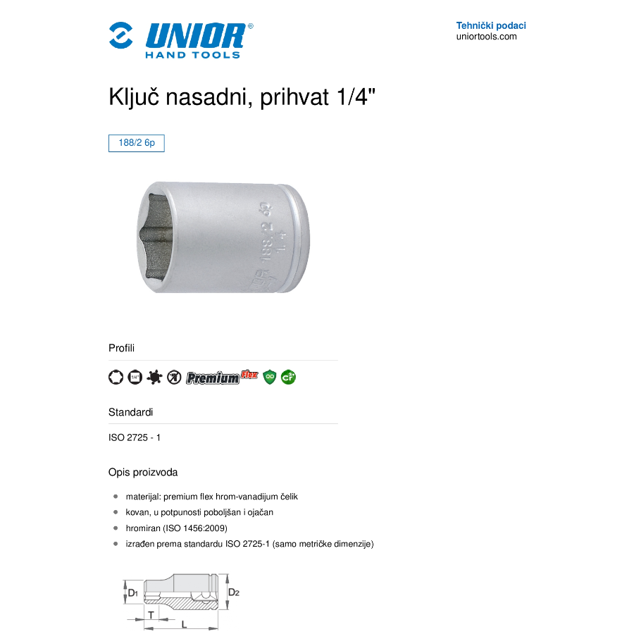 UNIOR KLJUČ NASADNI 14 1/4