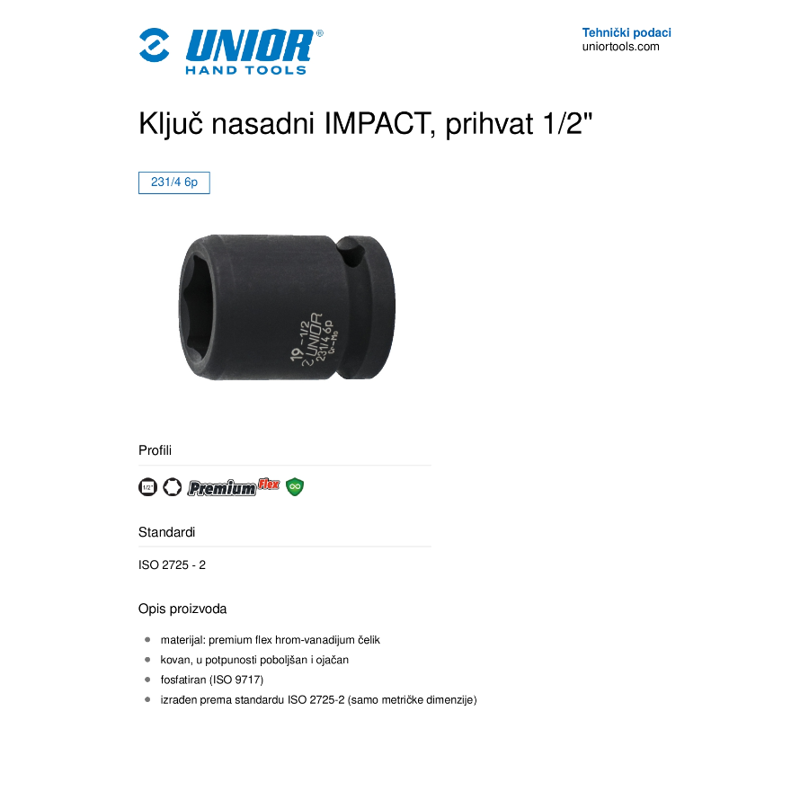 UNIOR KLJUČ NASADNI IMPACT 24 1/2