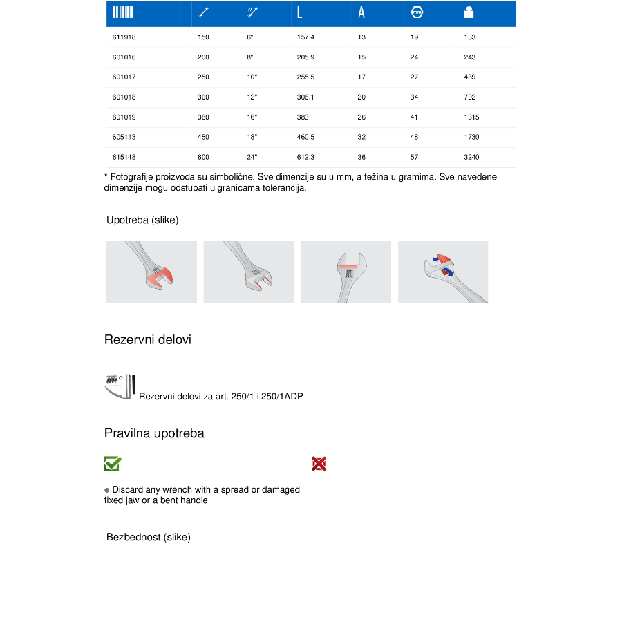 UNIOR KLJUČ PODEŠAVAJUĆI 300 U250/1 Ecomex