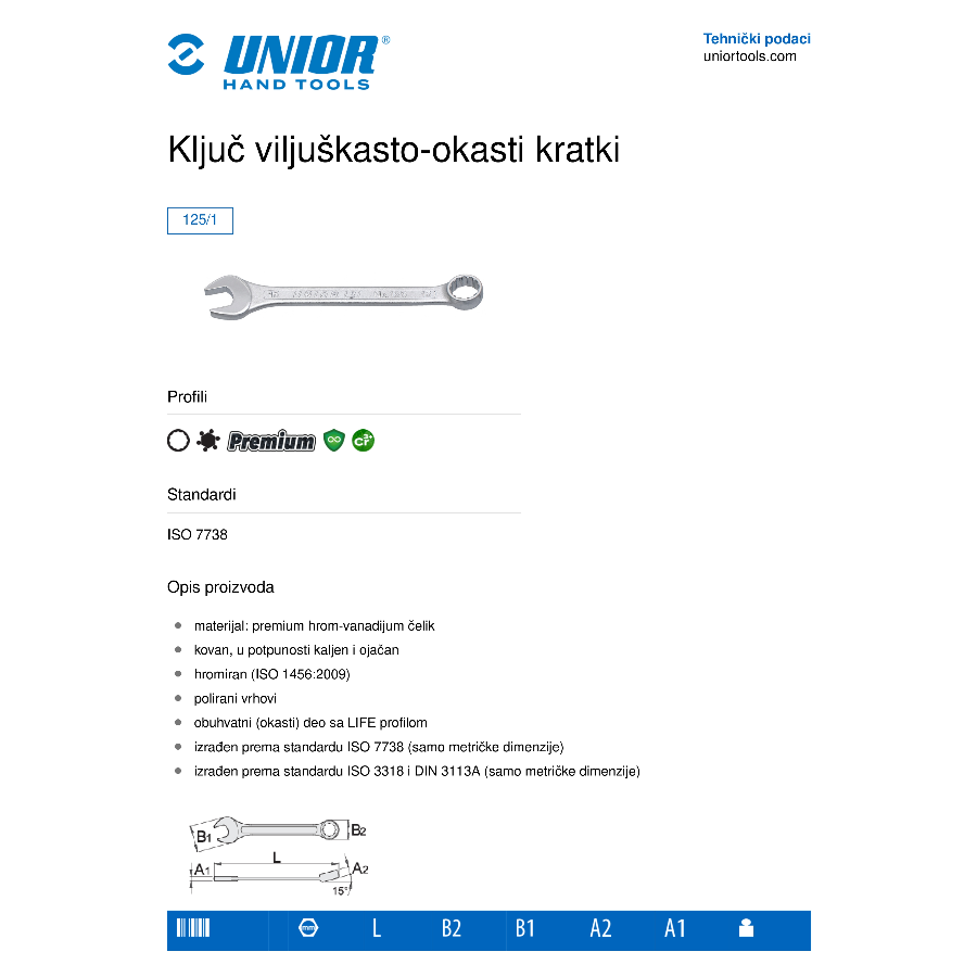 UNIOR KLJUČ VILJUŠKASTO OKASTI 13 U125/1 Ecomex