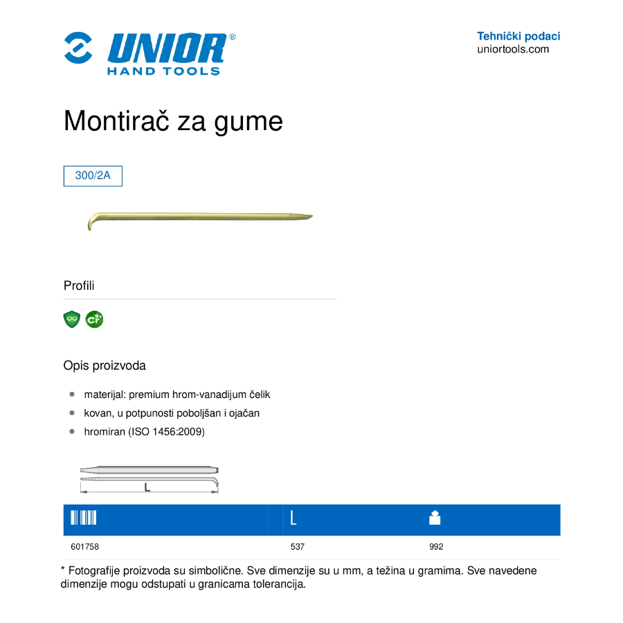 UNIOR MONTIRAČ ZA GUME 537 U300/2A Ecomex