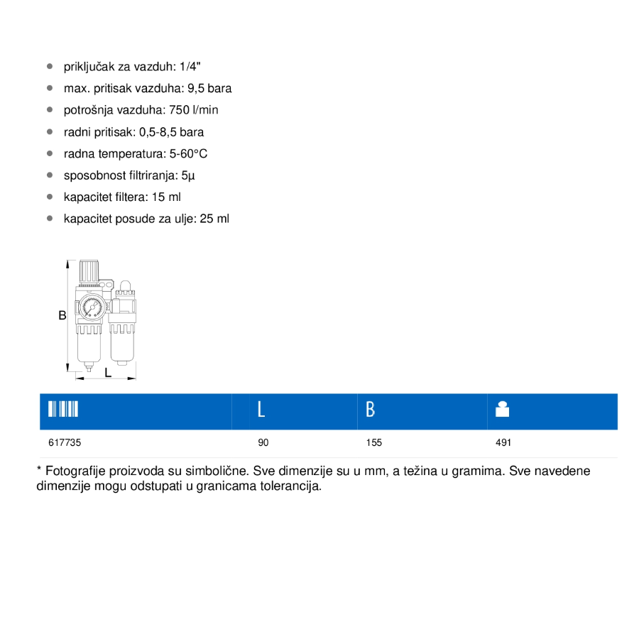 UNIOR PRIPREMNA GRUPA ZA PNEUMATSKI ALAT 1/4