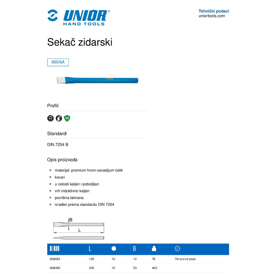UNIOR SEKAČ ZIDARSKI 300 U660/6A Ecomex